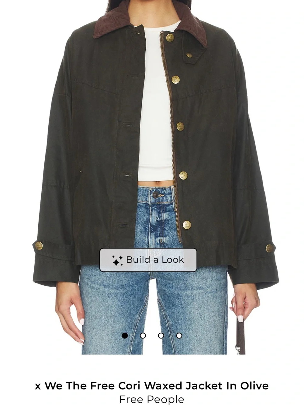 NWOT Free People We the Free Cori Waxed Olive Green Utility Jacket Women’s Small